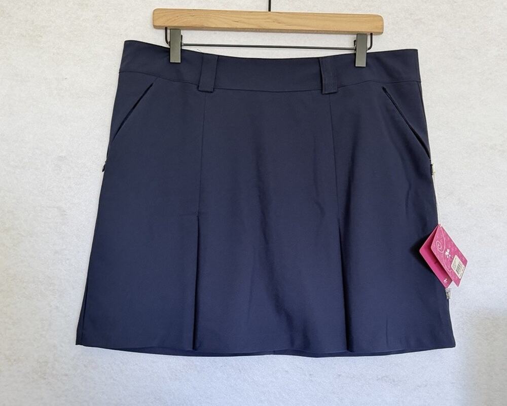Maggie Lane Navy Blue Golf Skort Skirt Size 14 Built-in Shorts Pockets